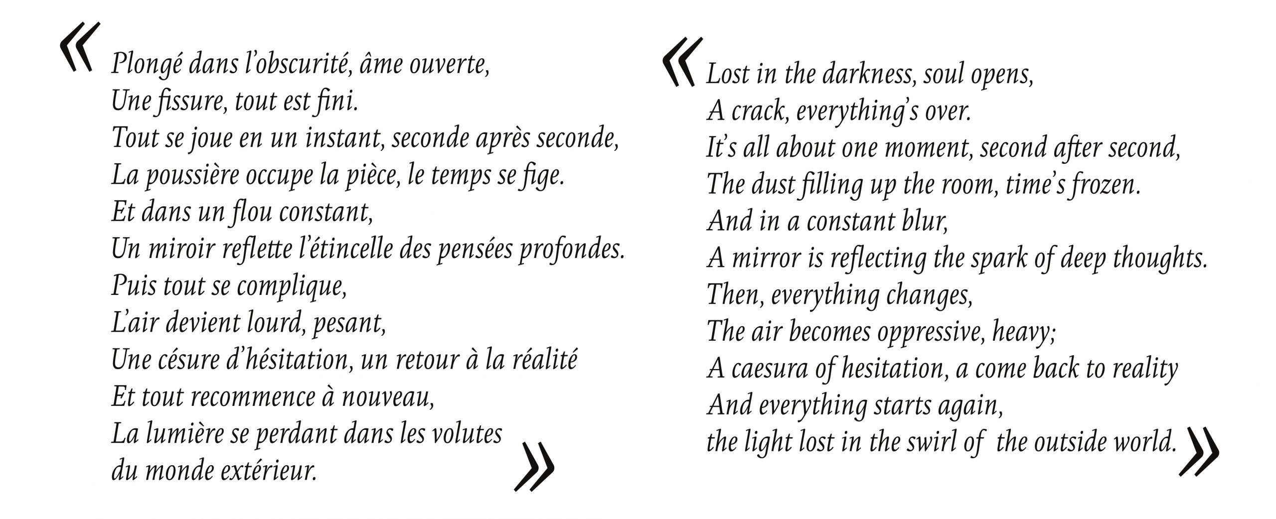 Traduction en français et en anglais du texte accompagnant les photographie présente dans l'ouvrage "J'ai quelque chose à vous montrer".
