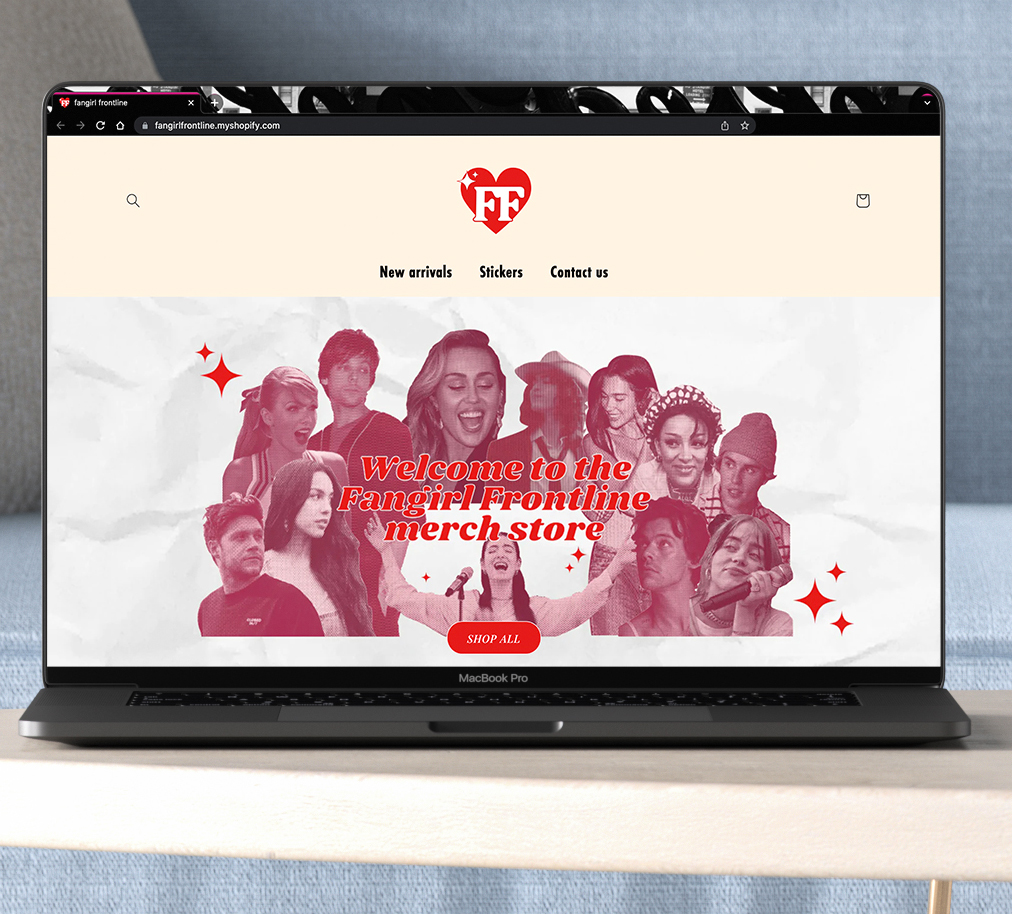 Présentation de la page home du site marchand de fangirl frontline