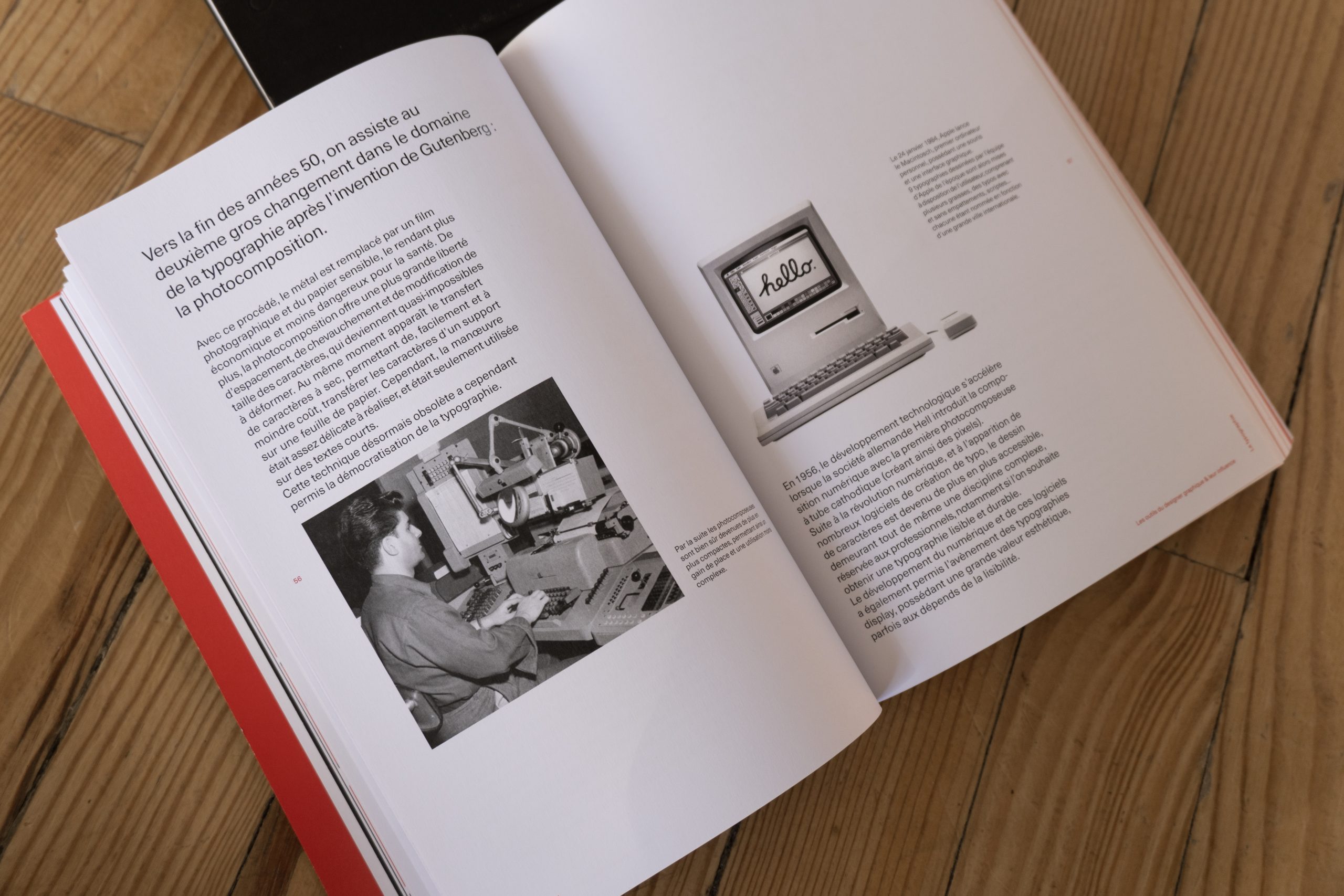 Visuel de l'intérieur du livre montrant une des double page du chapitre sur la typographie.