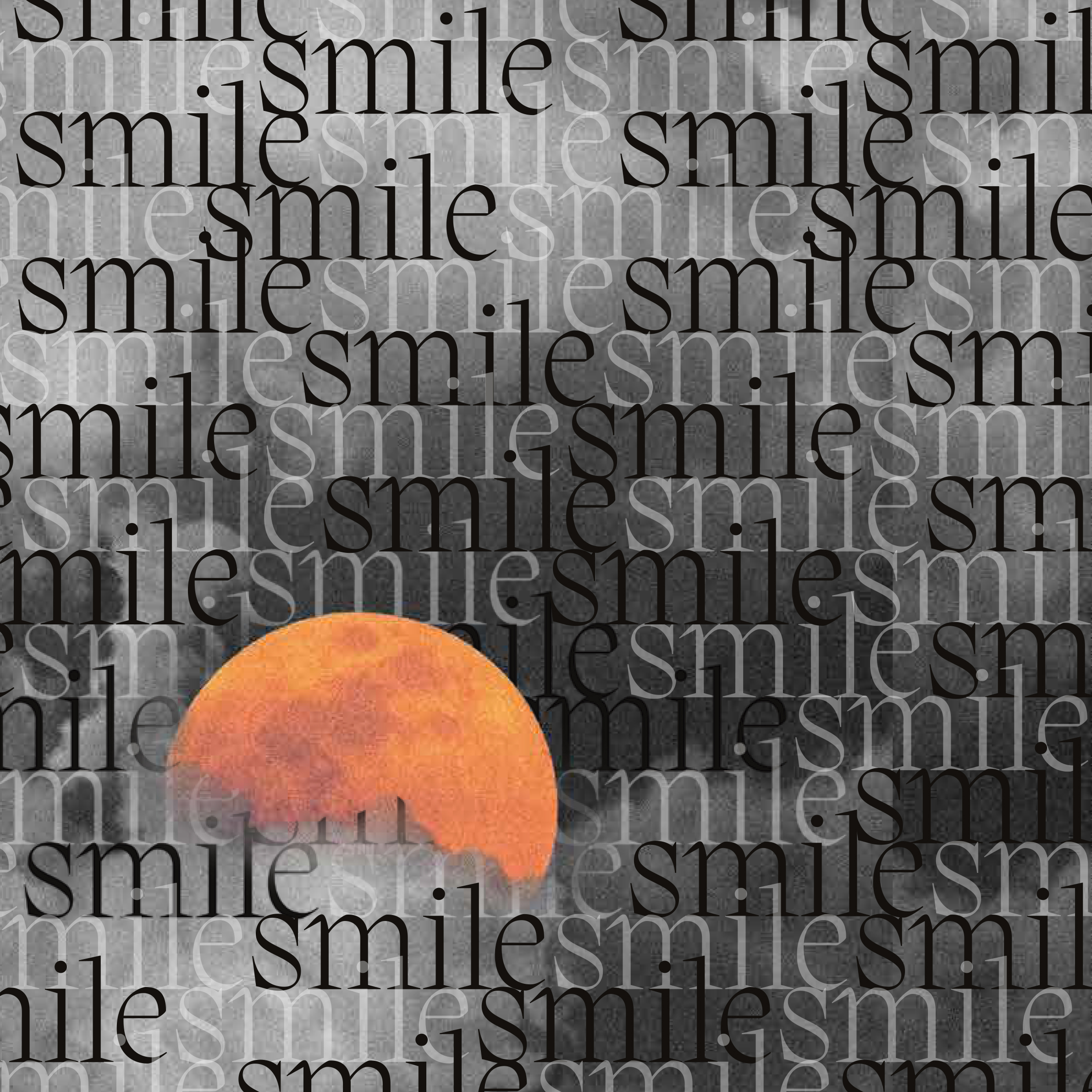 Gros plan sur la portion de l'affiche smile montrant la Lune orange présente au milieu du visuel